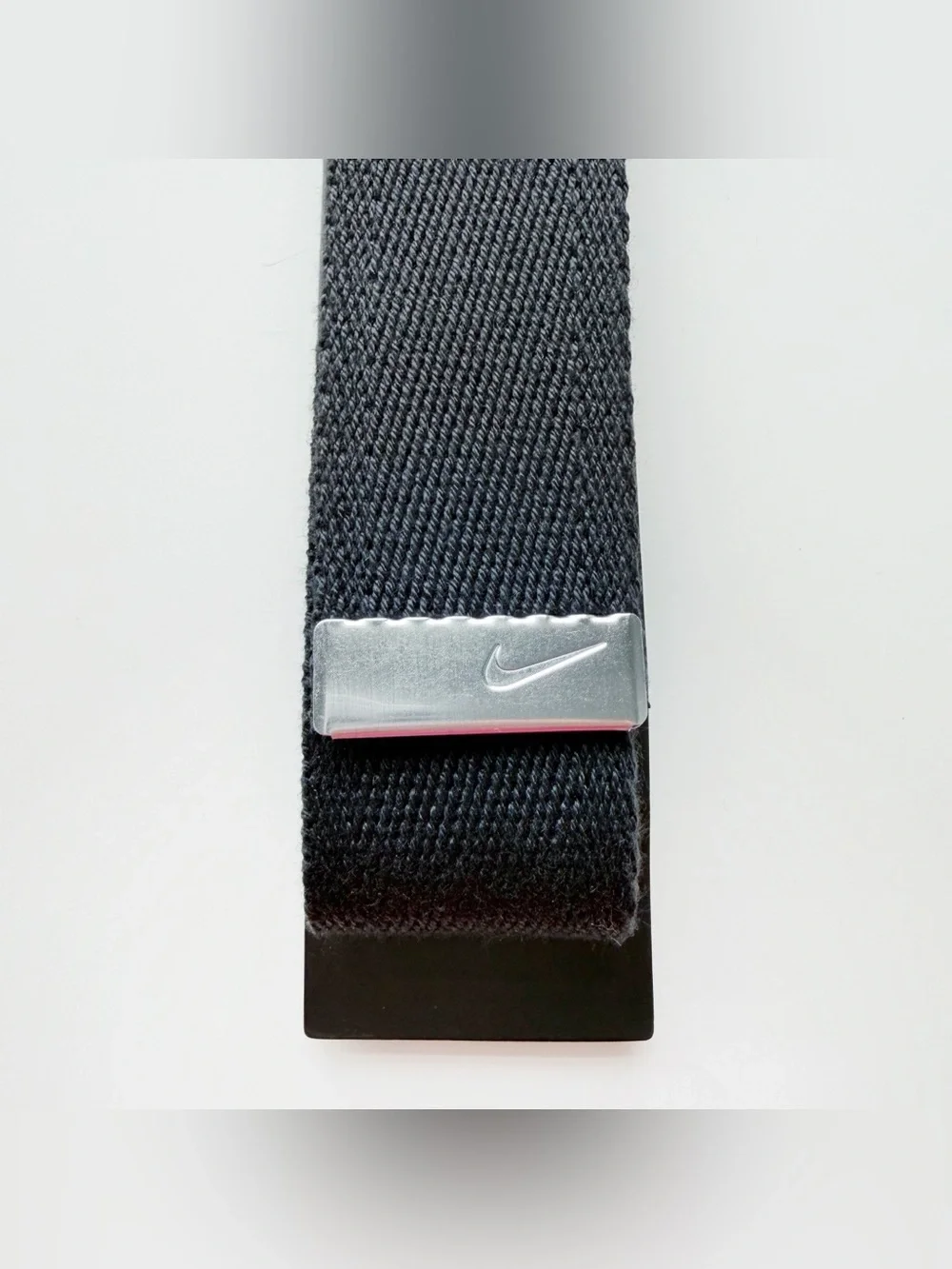 Nike Golf Web Belt Black Adjustable Silver Buckle Golfing Sporty